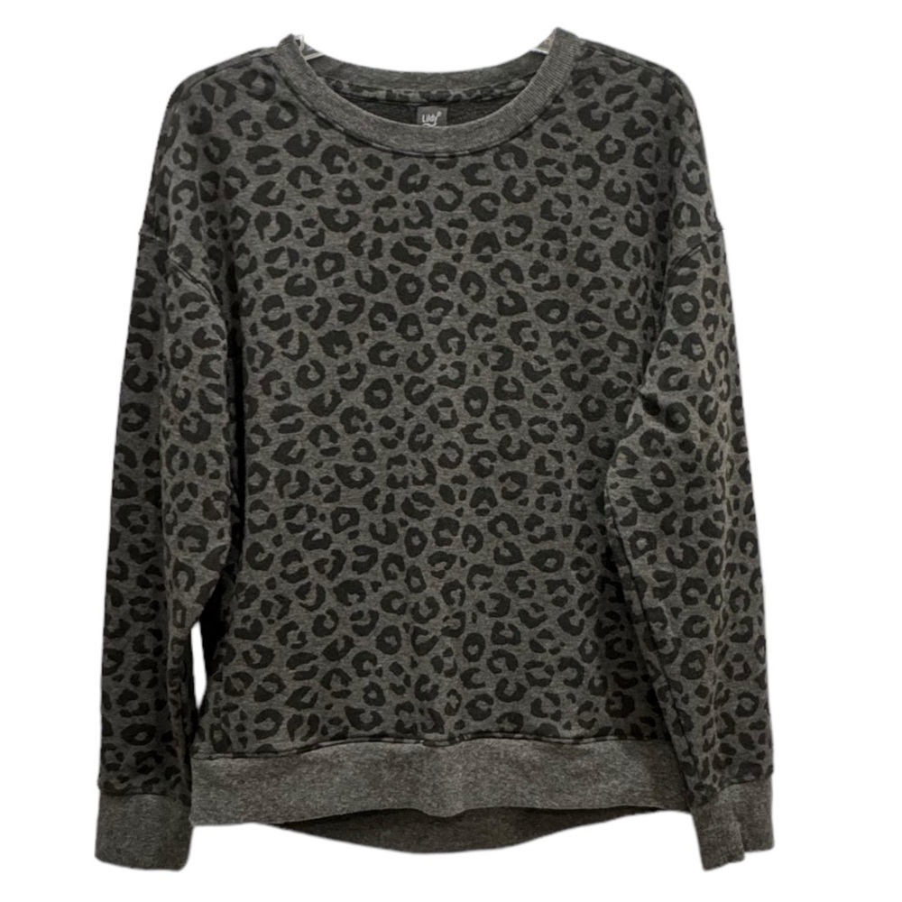 Lildy Size S-M (4-10) Black/Gray Animal Print Fleece Sweatshirt - Picture 2 of 9